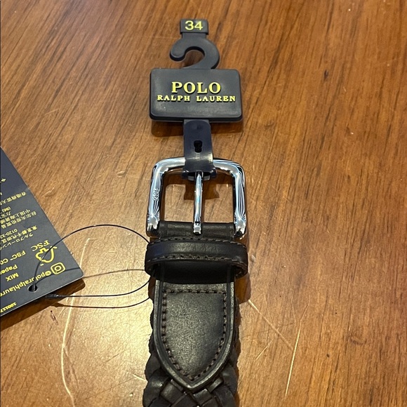 Polo Ralph Lauren Braided Leather Belt Dark Brown new Mens Size 34 - Picture 7 of 11